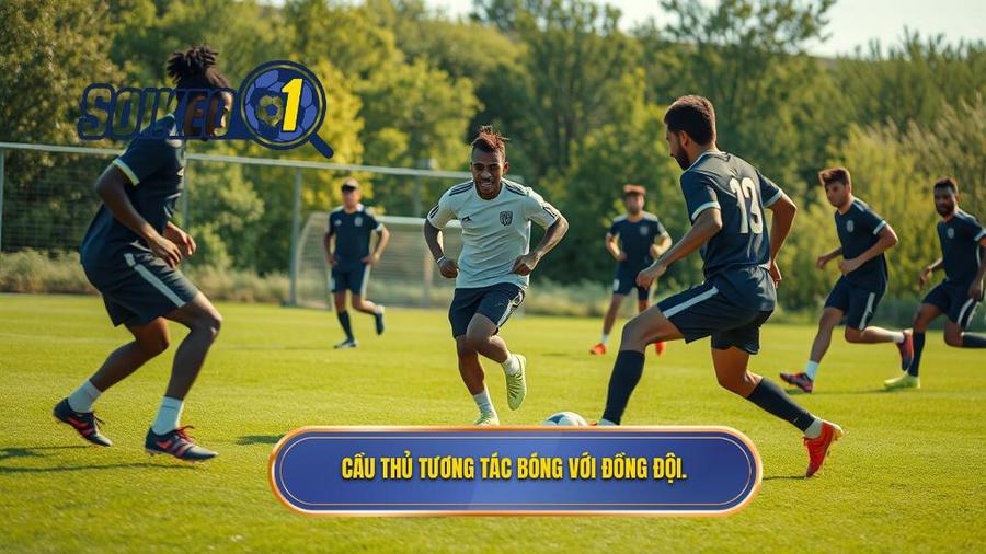 3. Cầu thủ tương tác bóng với đồng đội.